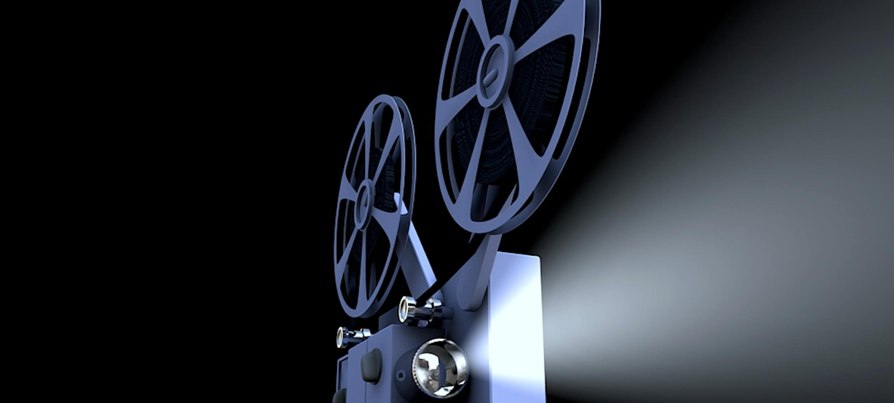 a movie projector image against a dark background