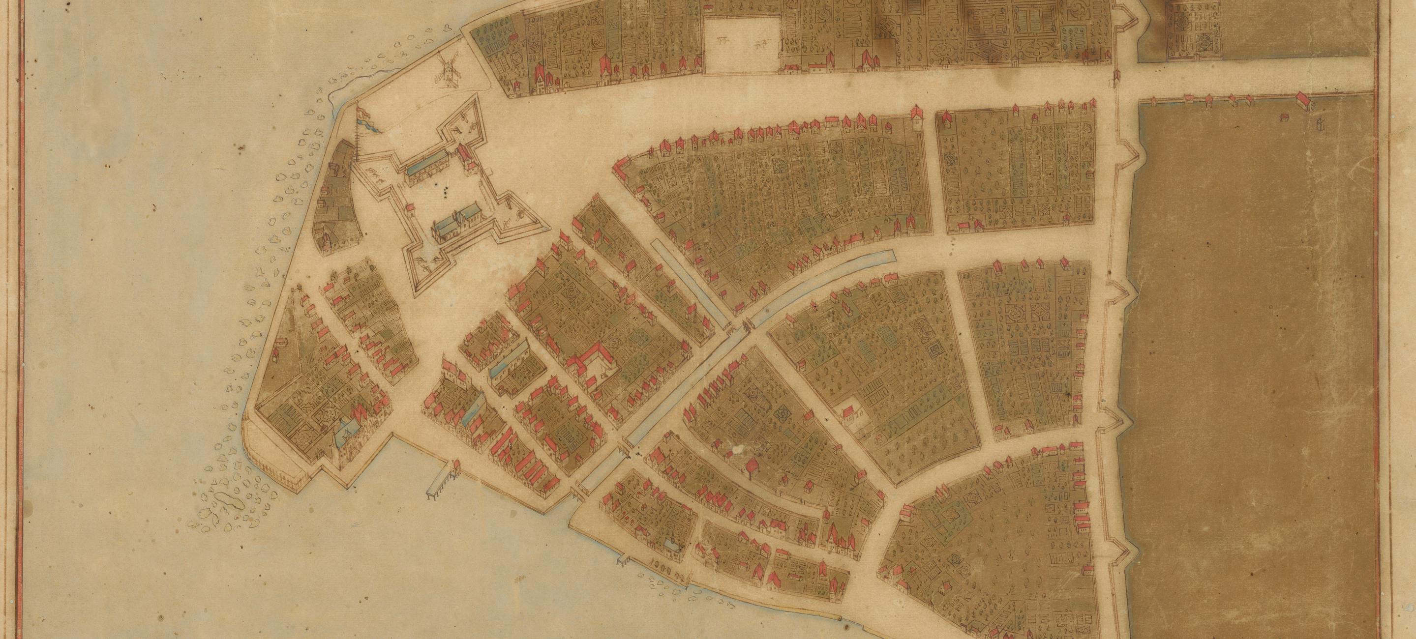 the castello plan, a vintage map of lower manhattan circa 1660