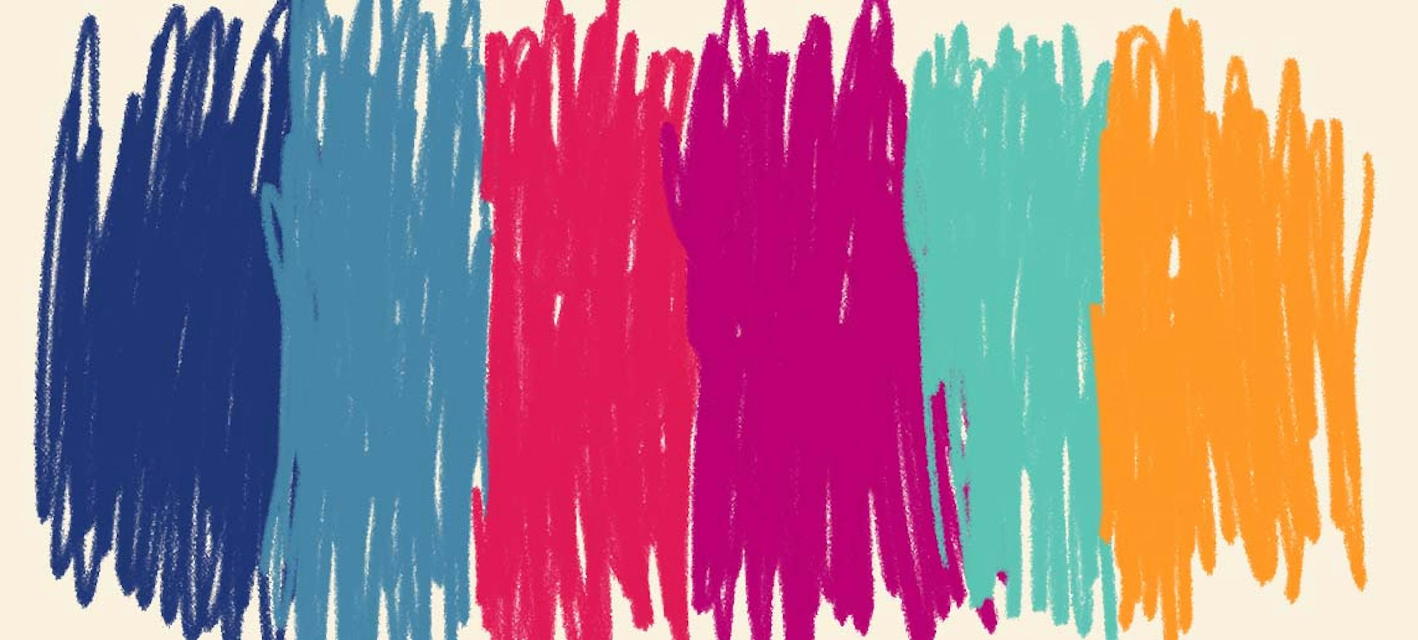 a rainbow background colored in with scribbled markers