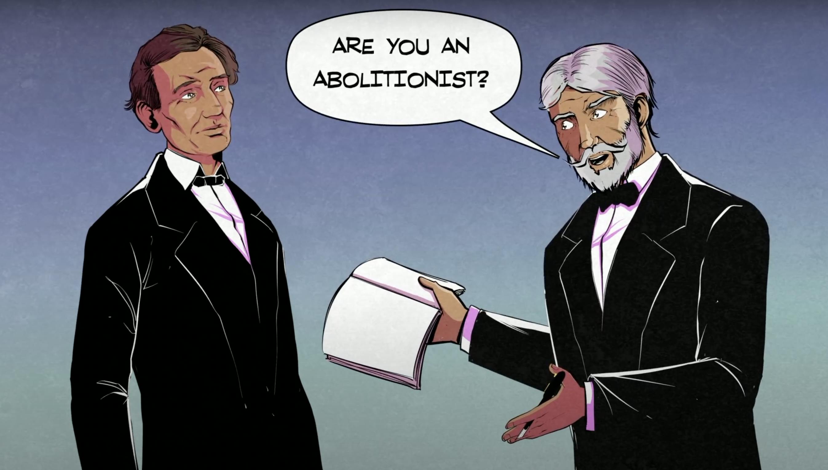 screen shot from the opening the oval animated series featuring abraham lincoln