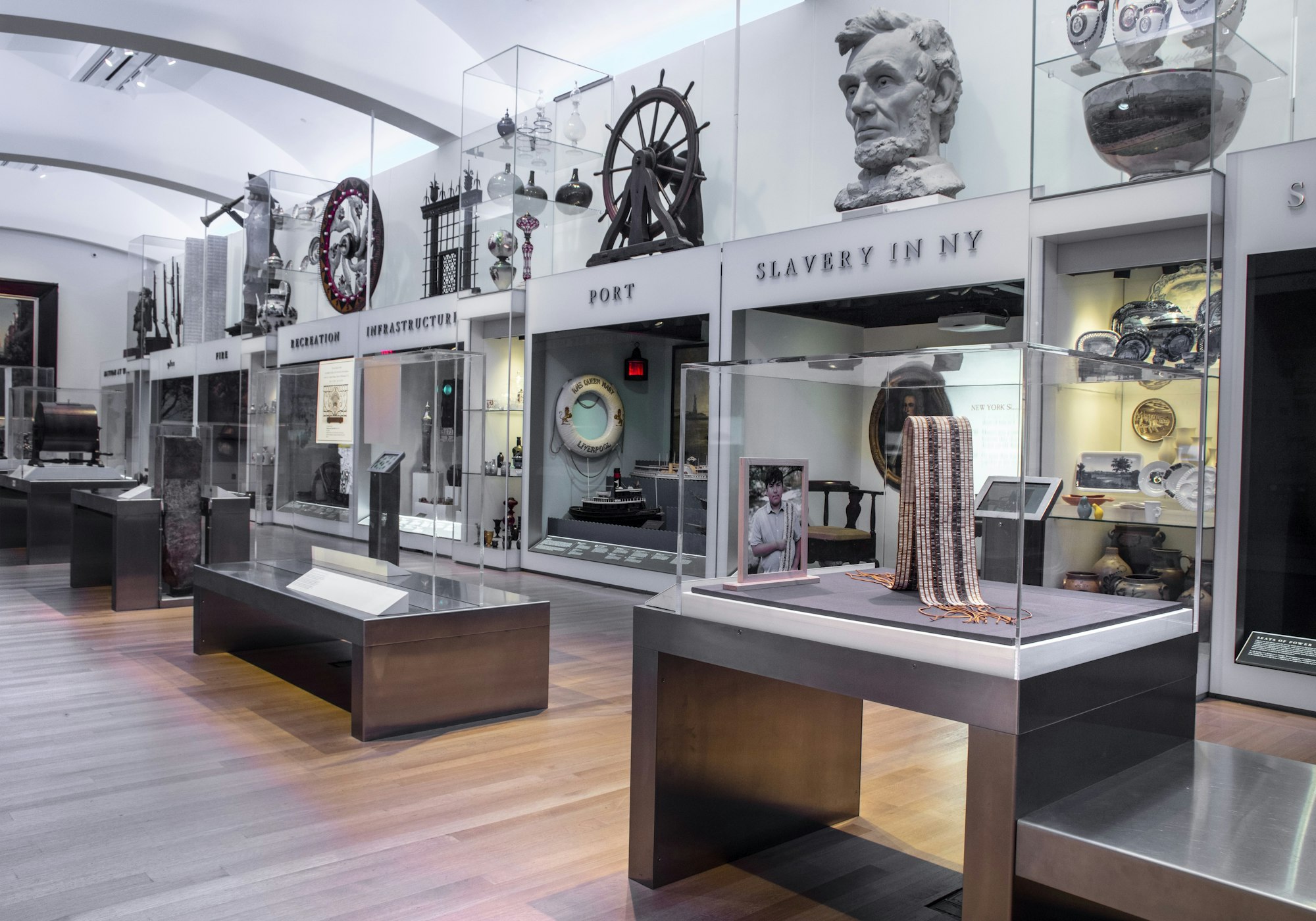gallery shot of objects tell stories featuring the wampum belt case and the abraham lincoln head