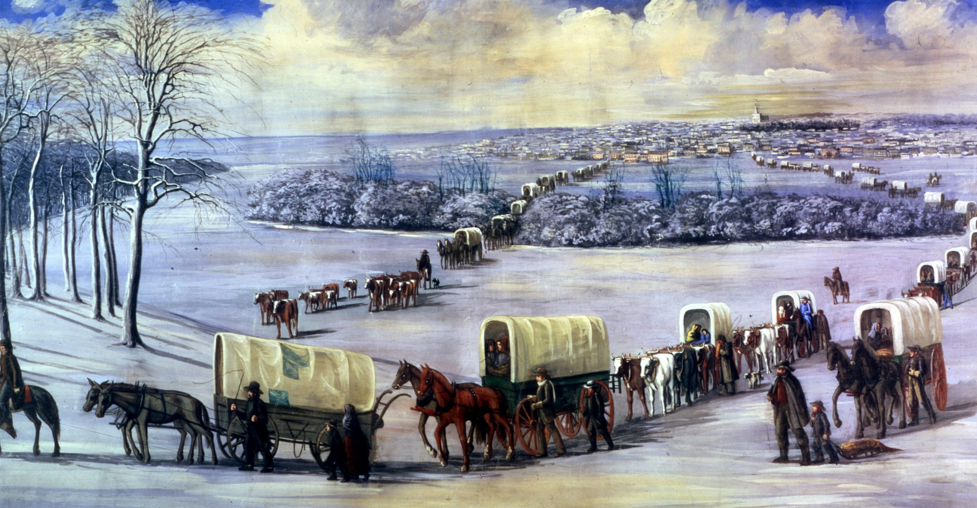 Horse and wagon carriages, old west