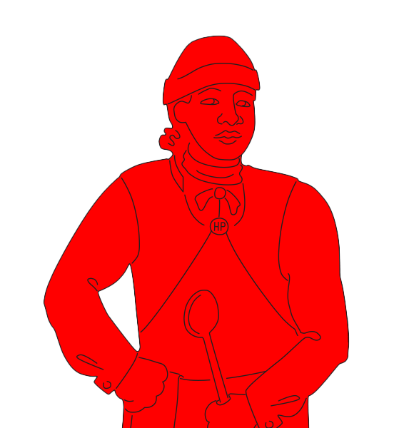 cut out line drawing of Hercules Posey, the enslaved chef of George Washington