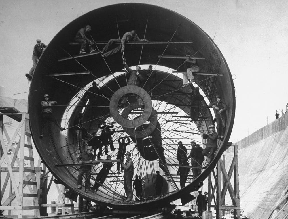 Margaret Bourke-White, Men working on Turbine (Fort Peck), 1936. © LIFE Picture Collection, Meredith Corporation