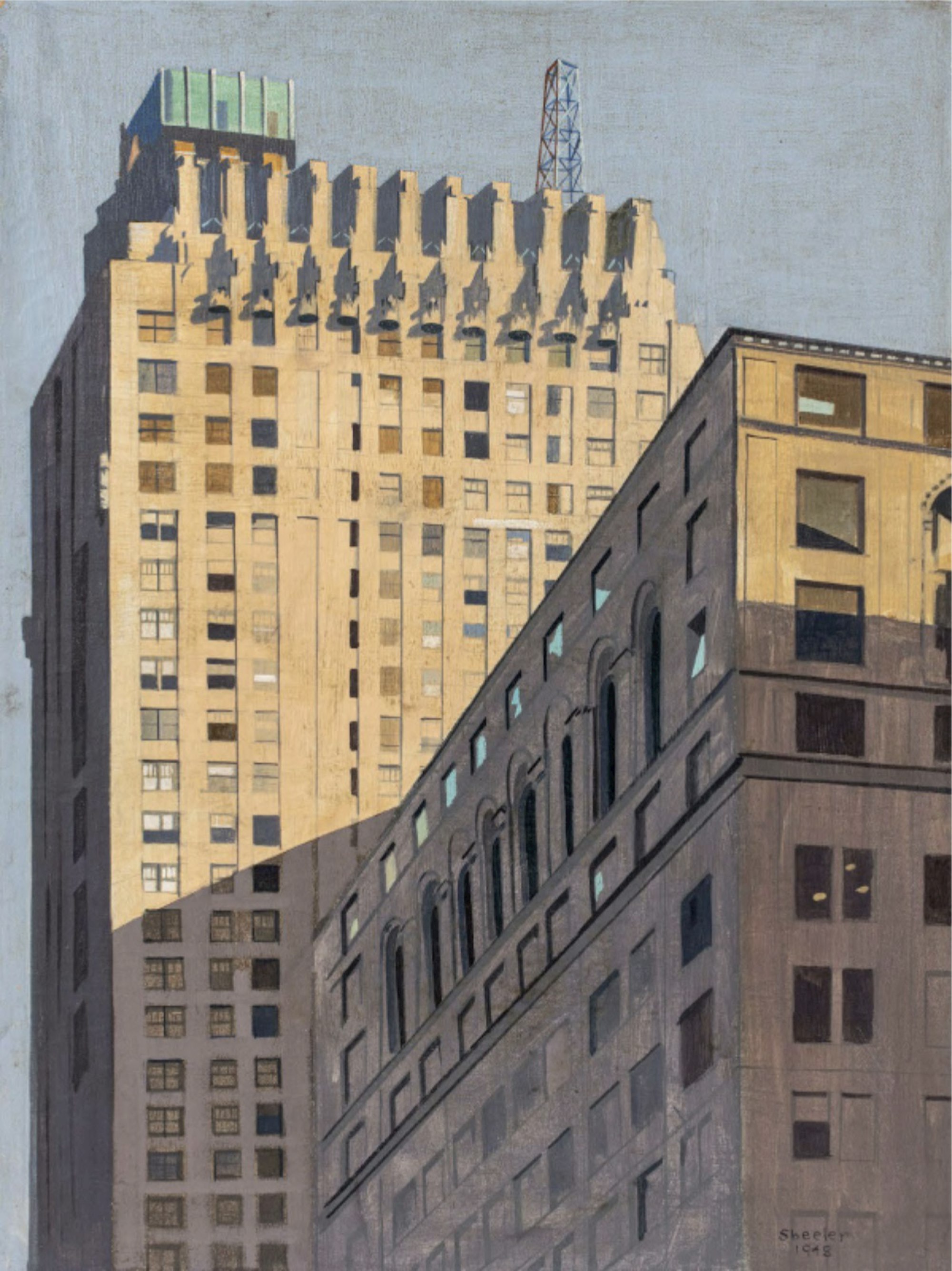 Charles R. Sheeler (1883-1965), Chanin Building, detail, 1948. Collection of Elie and Sarah Hirschfeld, Scenes of New York City.