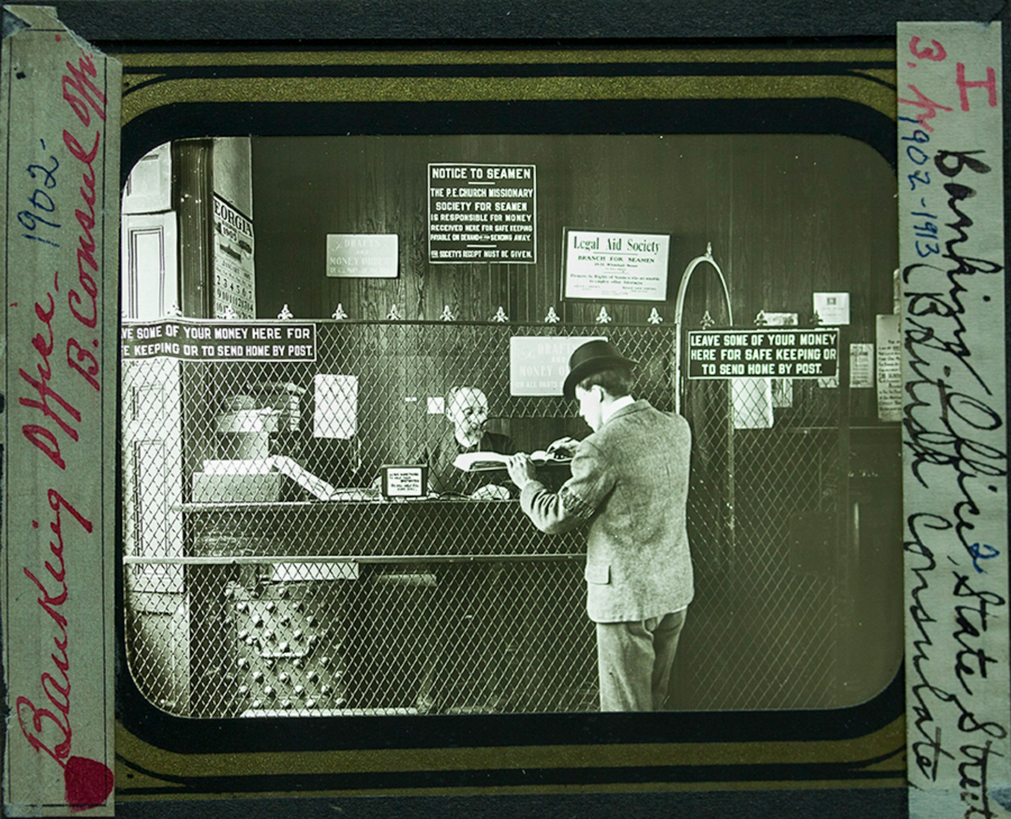 Unidentified photographer, Banking Office, State Street, circa 1902. The Seamen’s Church Institute Archives