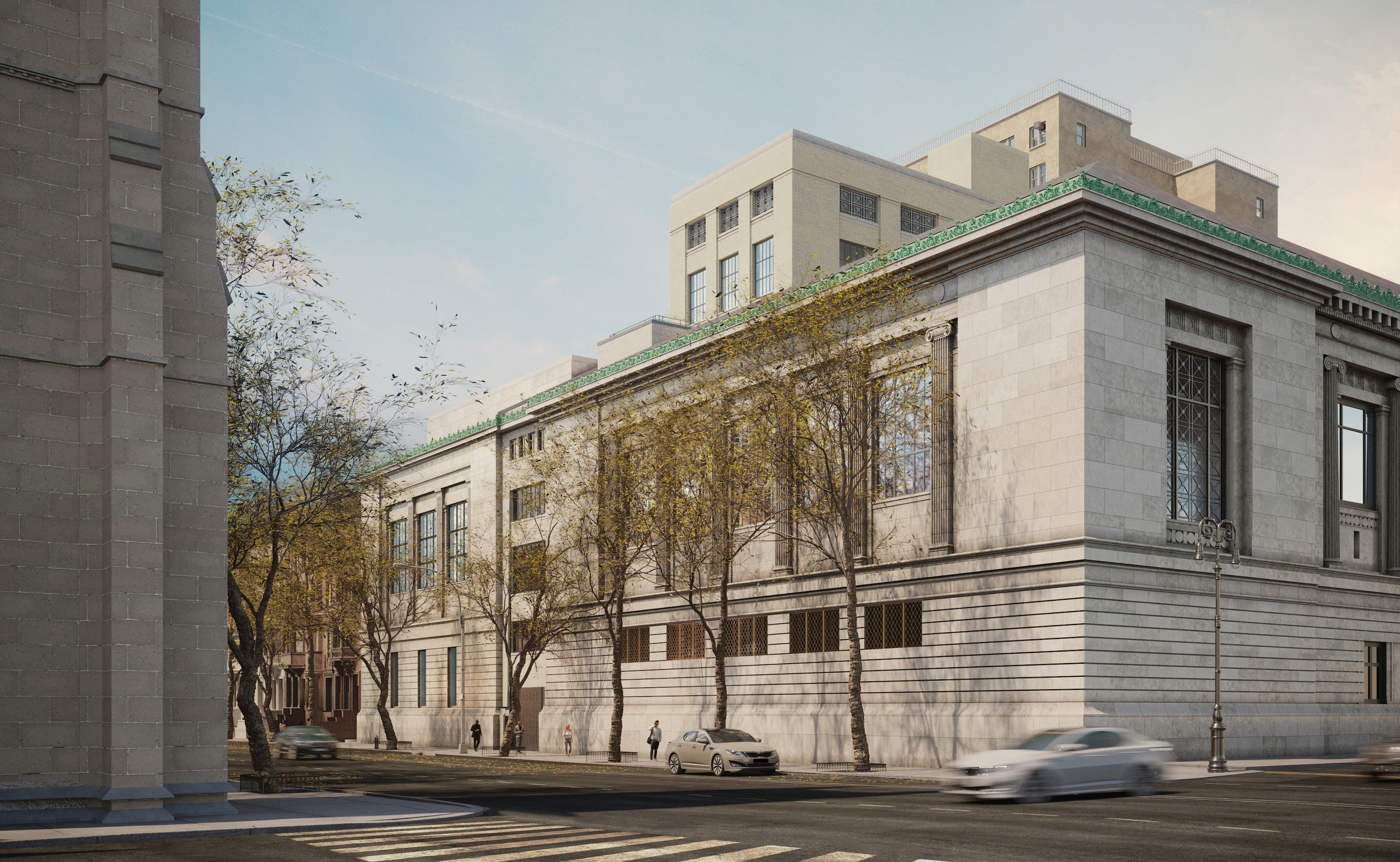 rendering of the new building expansion from central park west
