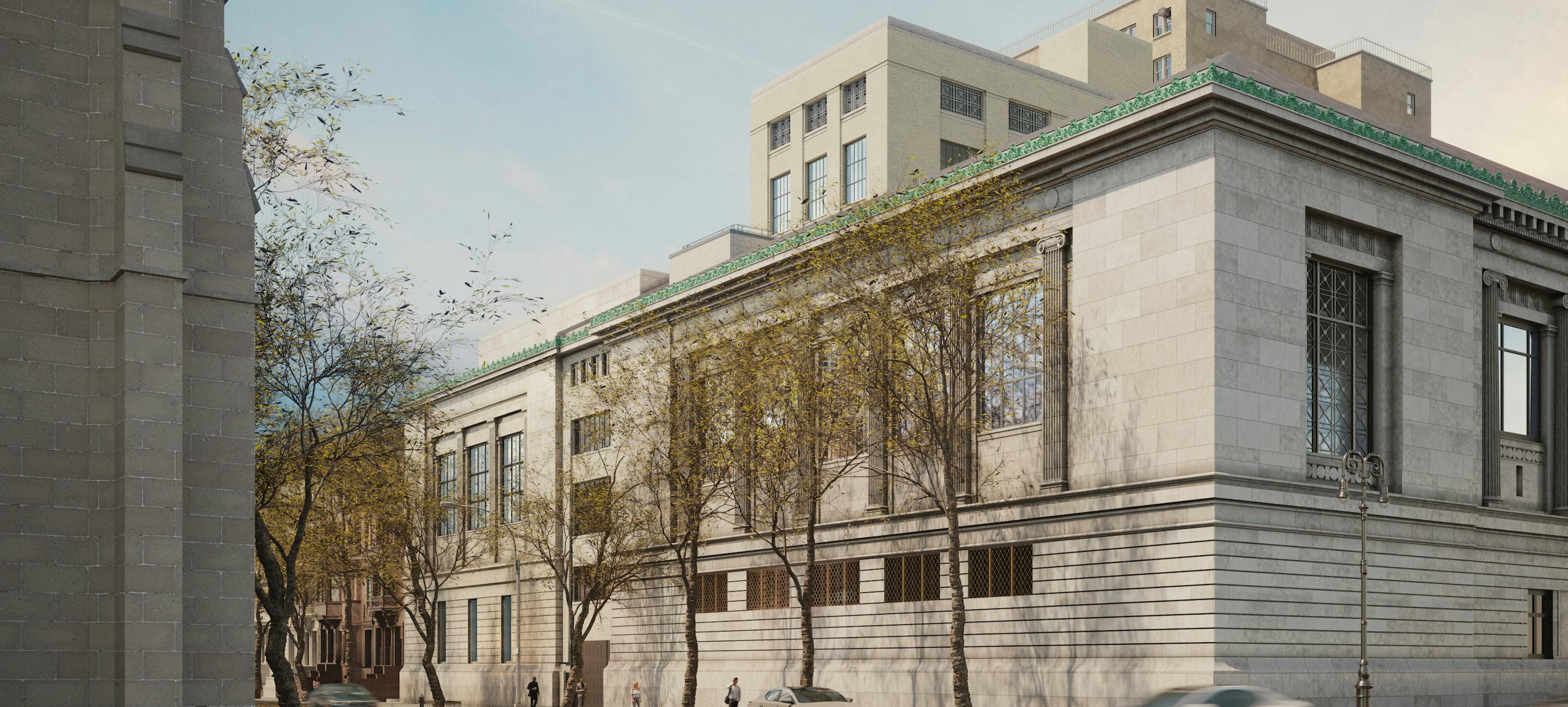 rendering of the new building expansion from central park west