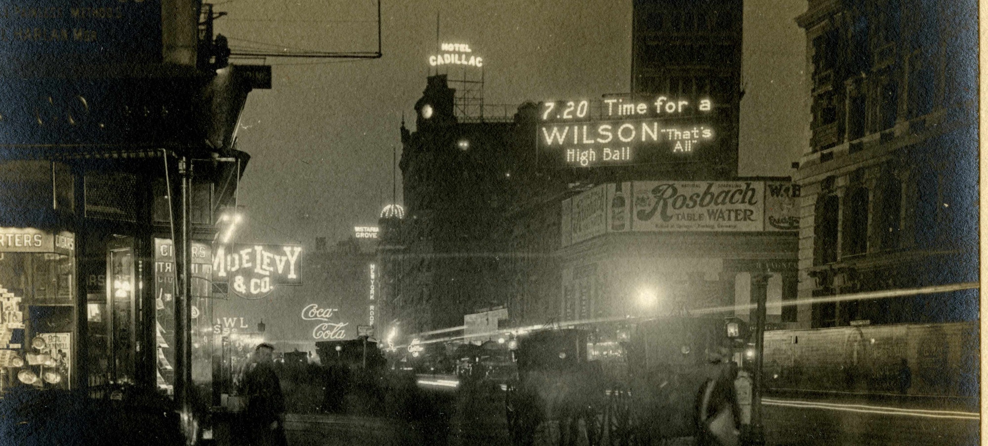 Black and white photograph of the shuttered Tiffany building on Union Square and the Automatic Vaudeville Company, a penny arcade that opened in 1903.