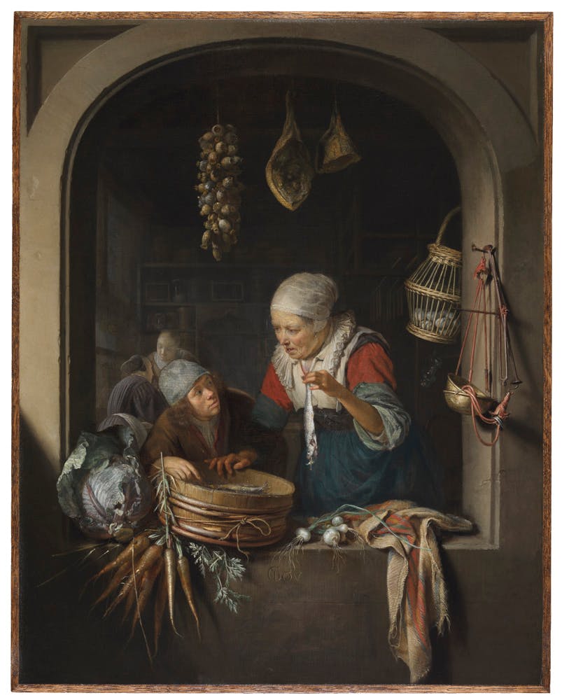 Gerrit Dou (1613-1675), Herring Seller and Boy, 1664. Oil on panel. Image courtesy of the Leiden Collection, New York