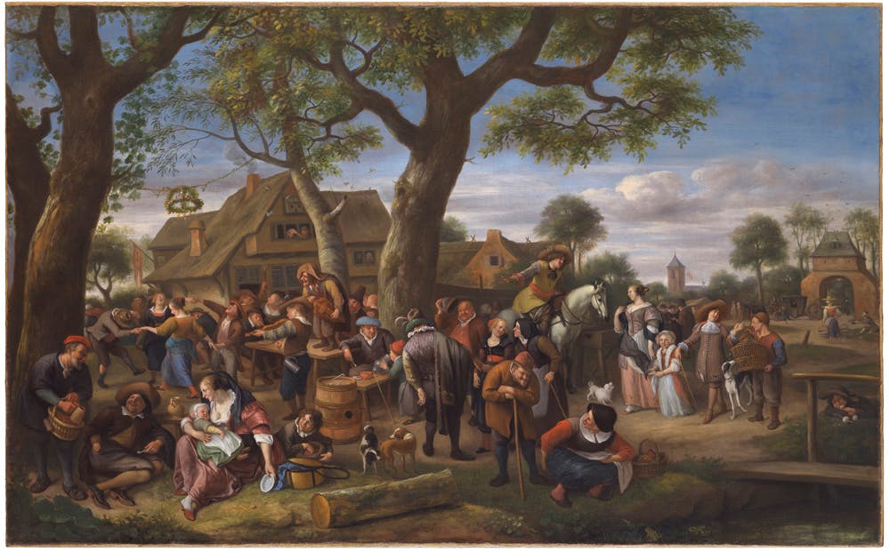 Jan Steen (1626-1679), Peasants Merrymaking Outside an Inn, ca. 1676. Oil on canvas. Image courtesy of the Leiden Collection, New York