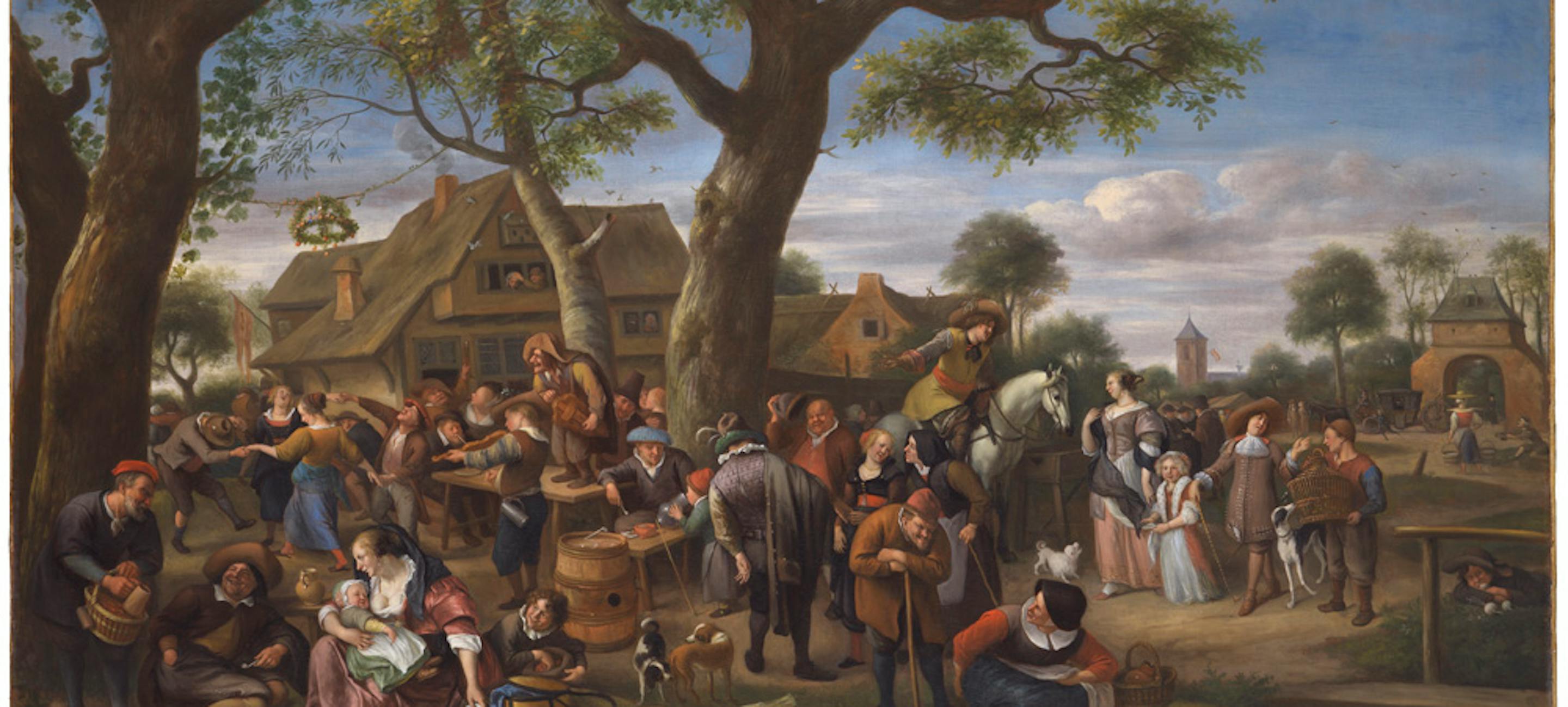 Jan Steen (1626-1679), Peasants Merrymaking Outside an Inn, ca. 1676. Oil on canvas. Image courtesy of the Leiden Collection, New York