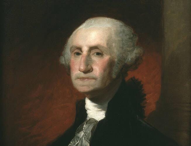 Gilbert Stuart (1755 – 1828), George Washington (1732–1799), ca. 1800-1820. Gift of Thomas Jefferson Bryan. A replica of the famous "Athenaeum type" portrait of Washington.