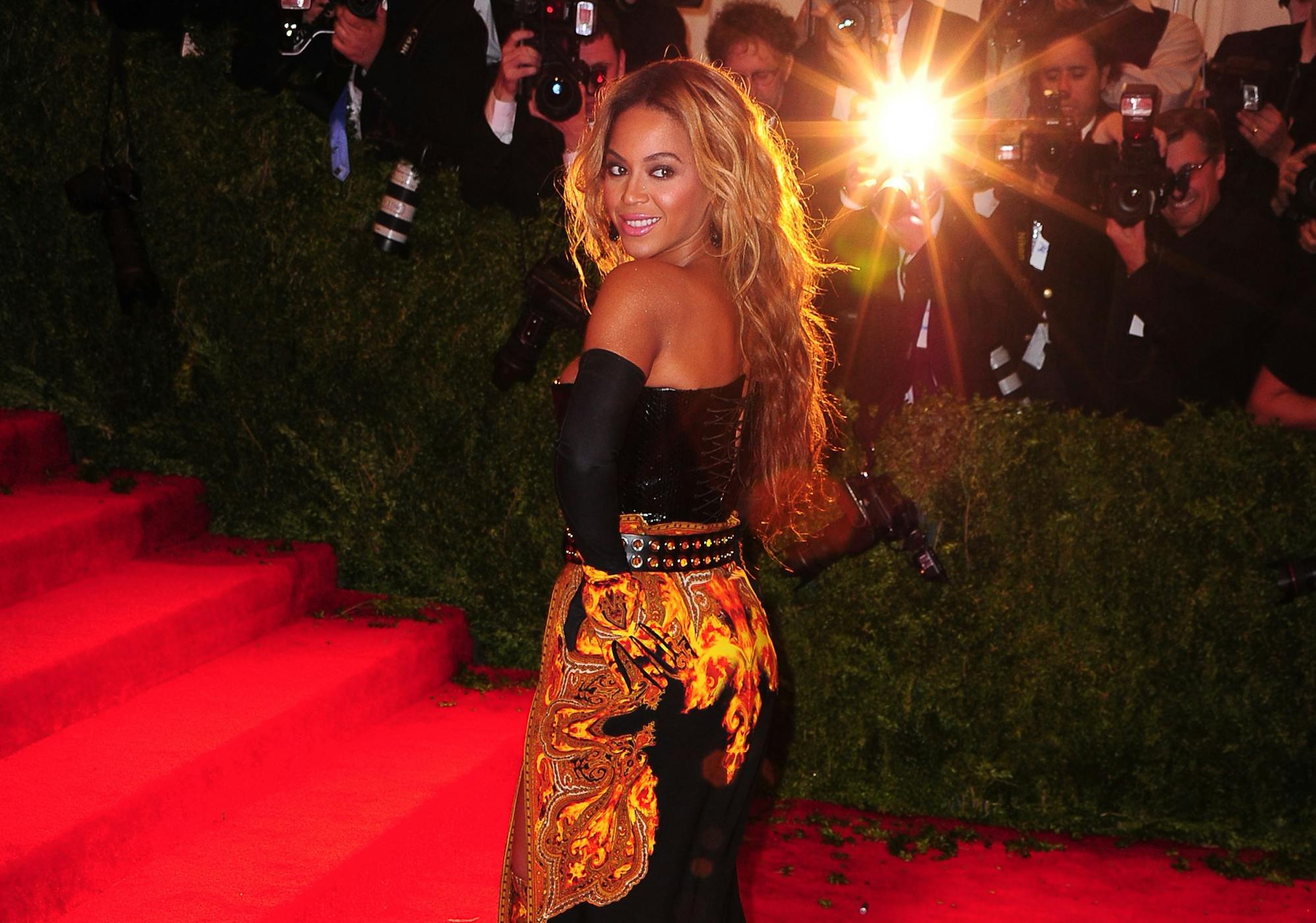 Gregorio T. Binuya, photographer. Beyoncé (wearing Givenchy) arrives at the Met Gala celebrating PUNK: Chaos to Couture, New York, NY, May 6, 2013. Courtesy Everett Collection