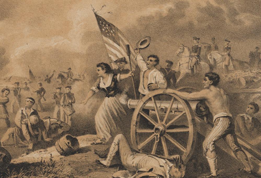 Dennis Malone Carter (ca. 1818-1881), artist, Frederick Heppenheimer (d. 1878), lithographer, Louis Maurer (1832-1932), lithographer, The Battle of Monmouth: Heroism of Moll Pitcher. Reproduction. Wallach Division Picture Collection, The New York Public Library