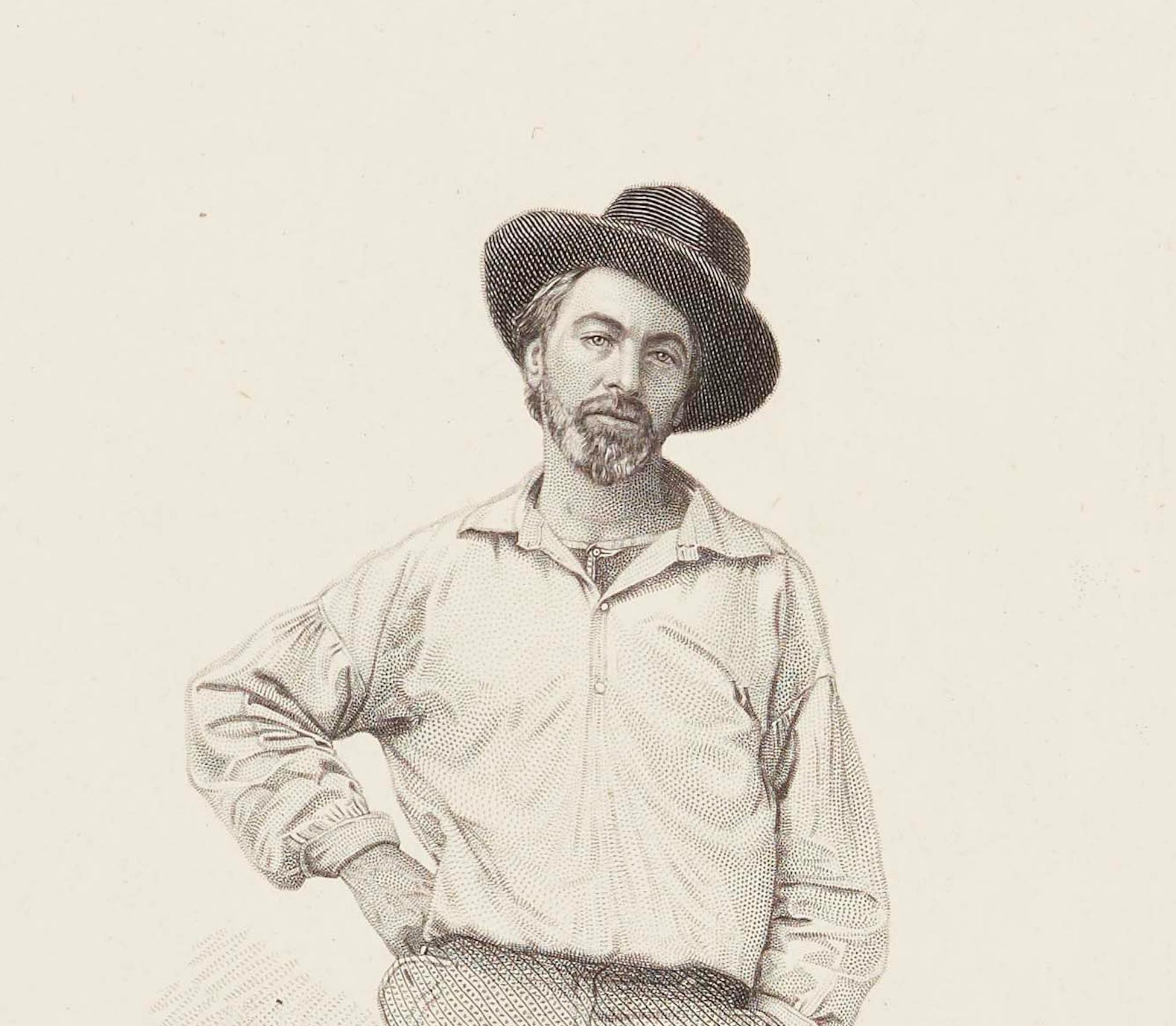Walt Whitman, an engraving by Samuel Hollyer in the first edition of Leaves of Grass