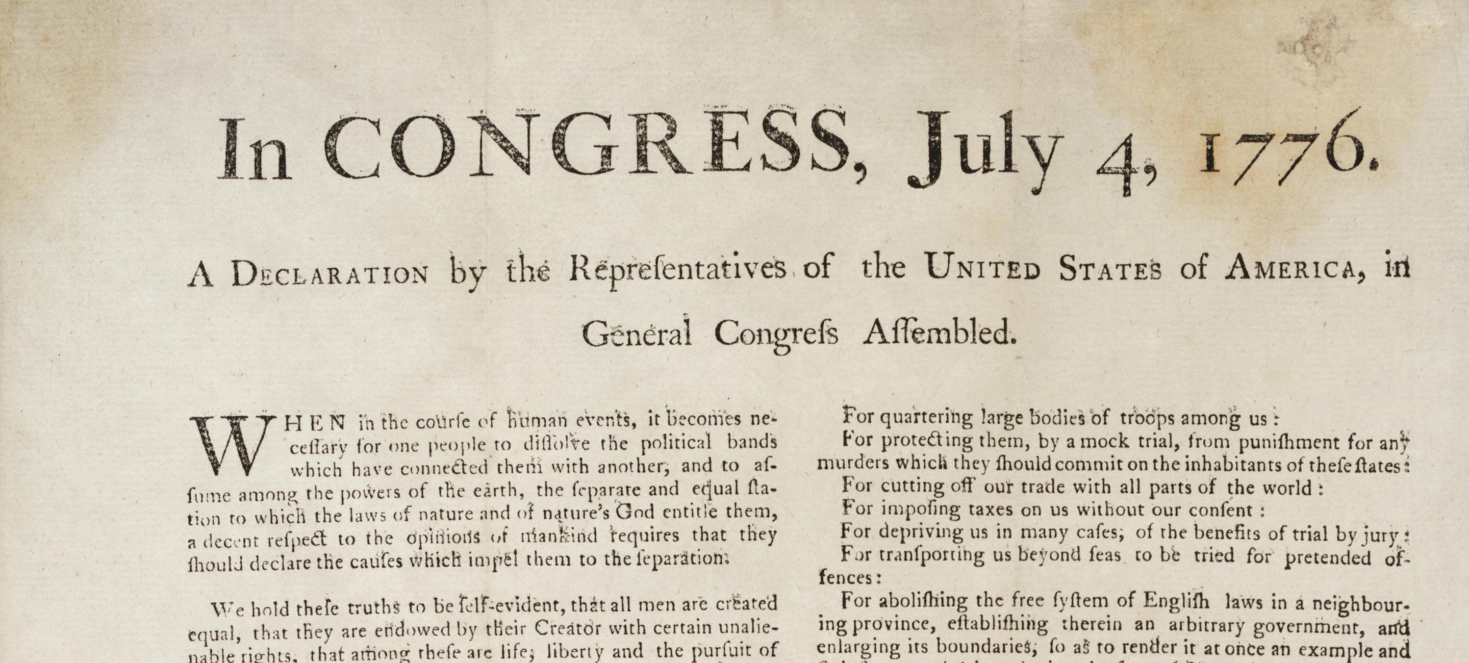 In Congress, July 4, 1776. : A declaration by the representatives of the United States of America, in general Congress assembled, United States. Continental Congress, 1776. Patricia D. Klingenstein Library, The New York Historical