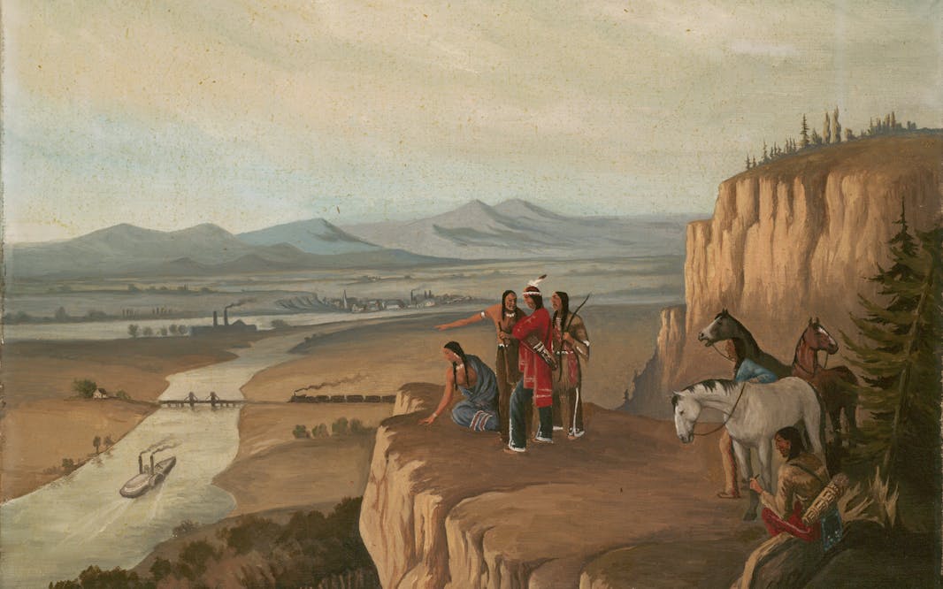 Ernest Smith (Tonawanda Seneca, Heron Clan, 1907–1975), Progress, 1935. Watercolor/ Courtesy of RMSC, Rochester, NY