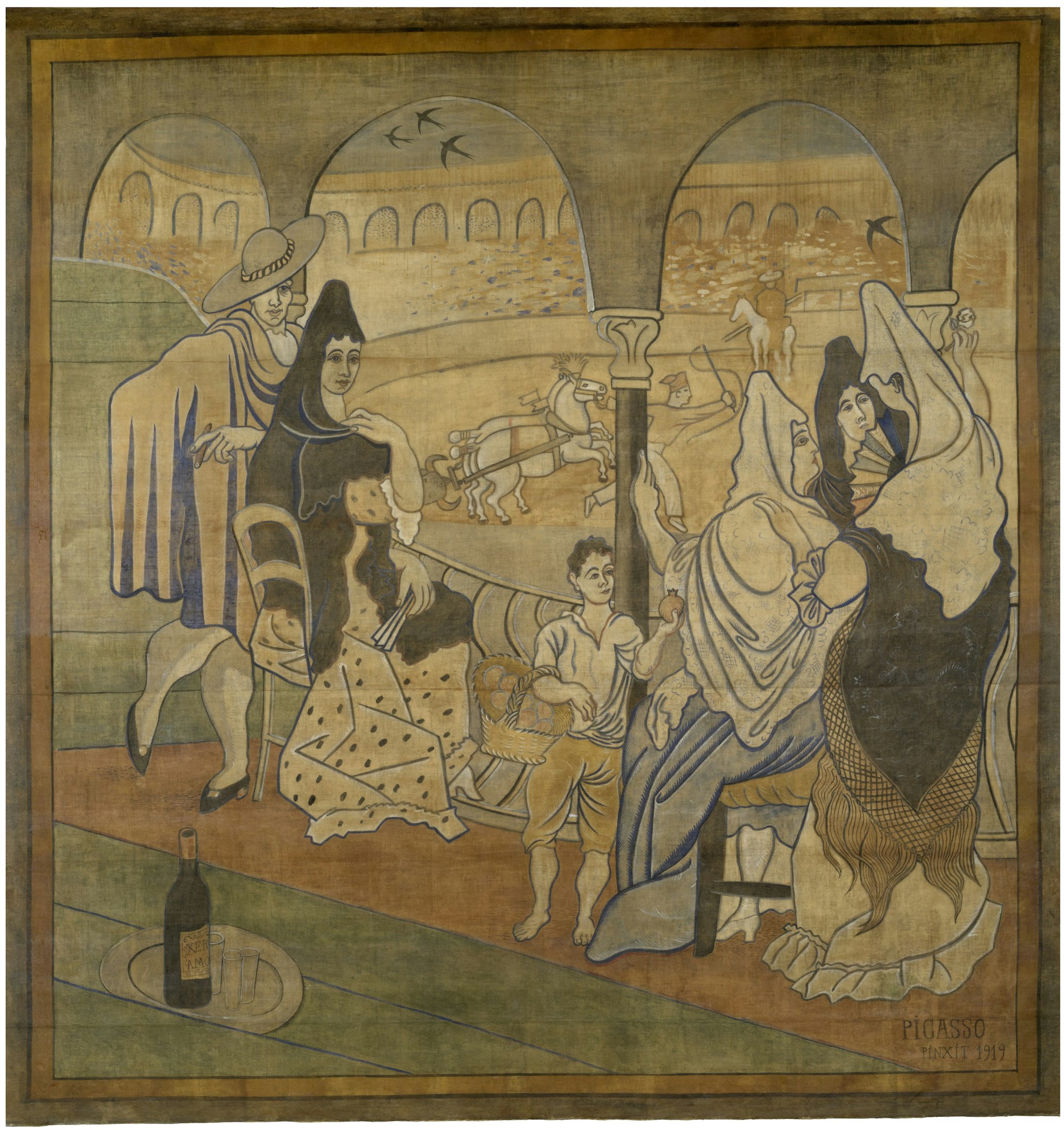 Picasso's "Le Tricorne" curtain which hangs in Dexter gallery