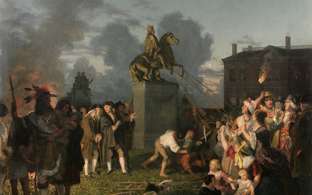 Johannes Adam Simon Oertel (1823–1909)
Pulling Down the Statue of King George III, New York City, ca. 1852–1853
Oil on canvas
New-York Historical Society, Gift of Samuel Verplanck Hoffman, 1925.6