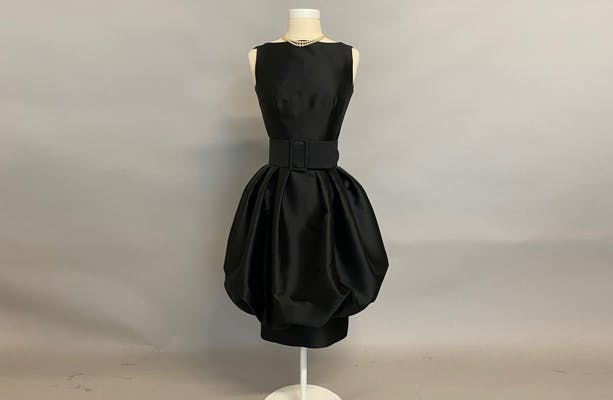 Dress worn by Miriam “Midge” Maisel for a telethon, 2018. The Marvelous Mrs. Maisel, Season 2: Episode 9. Designer: Donna Zakowska. Costume maker: Eric Winterling, Inc. Dress: silk. Bubble dress: silk wool. Courtesy of Amazon Prime Video