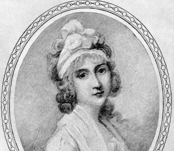 Print after a painting of Angelica Schuyler Church by Richard Cosway, circa 1790